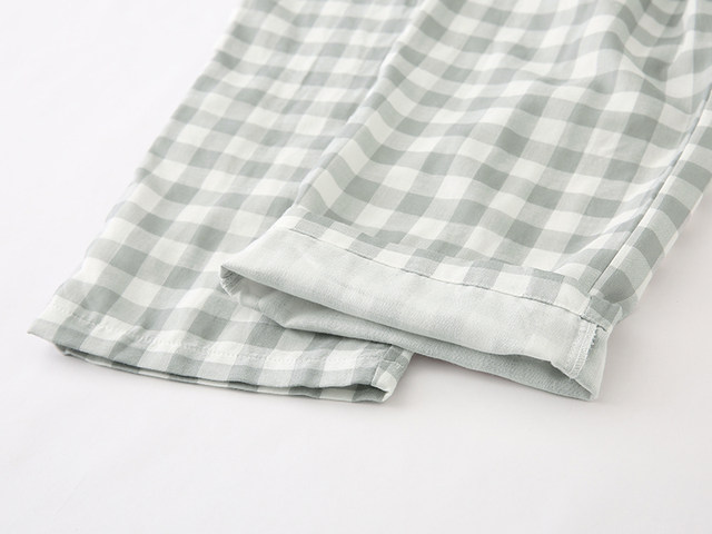 Gauze unprinted style Japanese style plaid plus pajamas ຂະຫນາດ