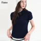 Fano 100 cotton age-reduced college style POLO collar sweater for women 2026 summer puff sleeve lace top