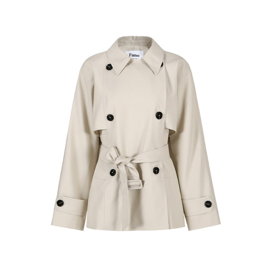 Fan Luo classic modern double breasted drape short windbreaker