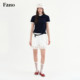 Fano 100 cotton age-reduced college style POLO collar sweater for women 2026 summer puff sleeve lace top