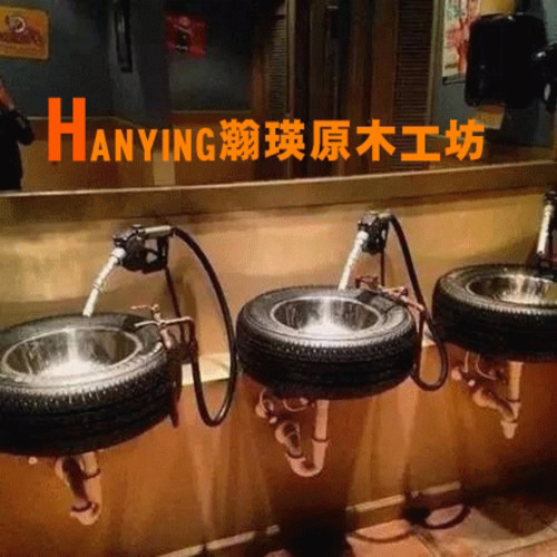 汽车轮胎洗手盆复古工业洗手台主题装修机车俱乐部loft定制台上盆 - 图2