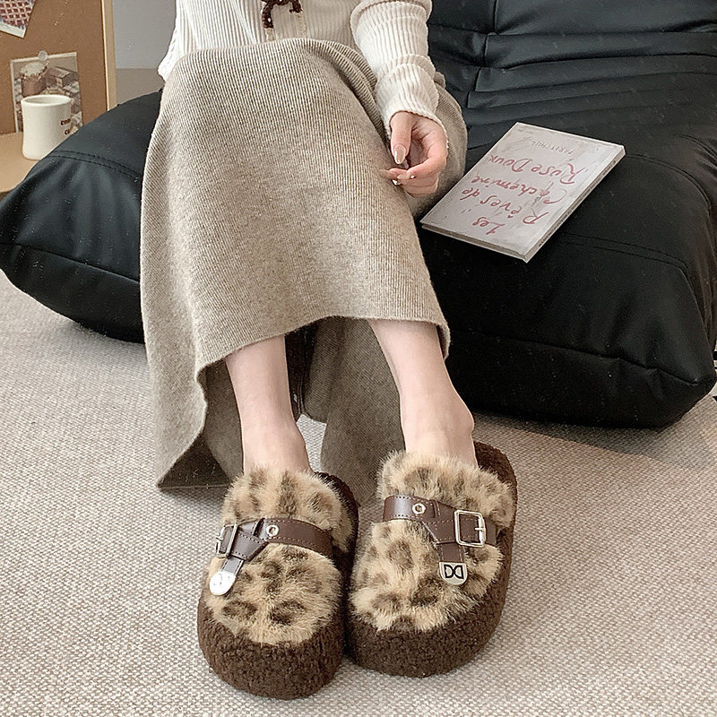 2026年时尚8829半包豹纹百搭外穿软底家居保暖毛毛鞋女拖鞋,淘宝优惠券,粉丝福利购,淘宝优惠卷