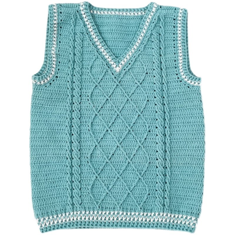 木仔编织屋秋淮V领背心自制亲子装马甲毛线手工编织钩针diy材料包,淘宝优惠券,粉丝福利购,淘宝优惠卷