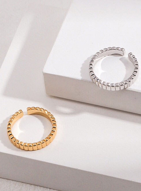 纯银开口手镯戒指 正品925银电镀24k金 时尚搭配 潮男潮女银饰品