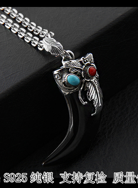 爪子泰国925银朋克风镶嵌绿松石