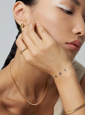 纯银项链 珠珠链 正品925银电镀24k金工艺 时尚搭配 女款饰品颈链