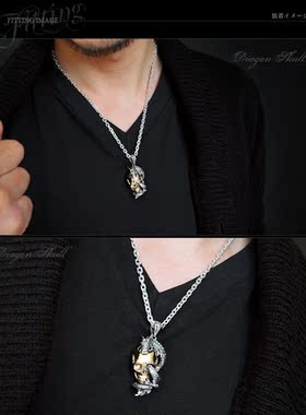 骷髅日韩风复古银吊坠