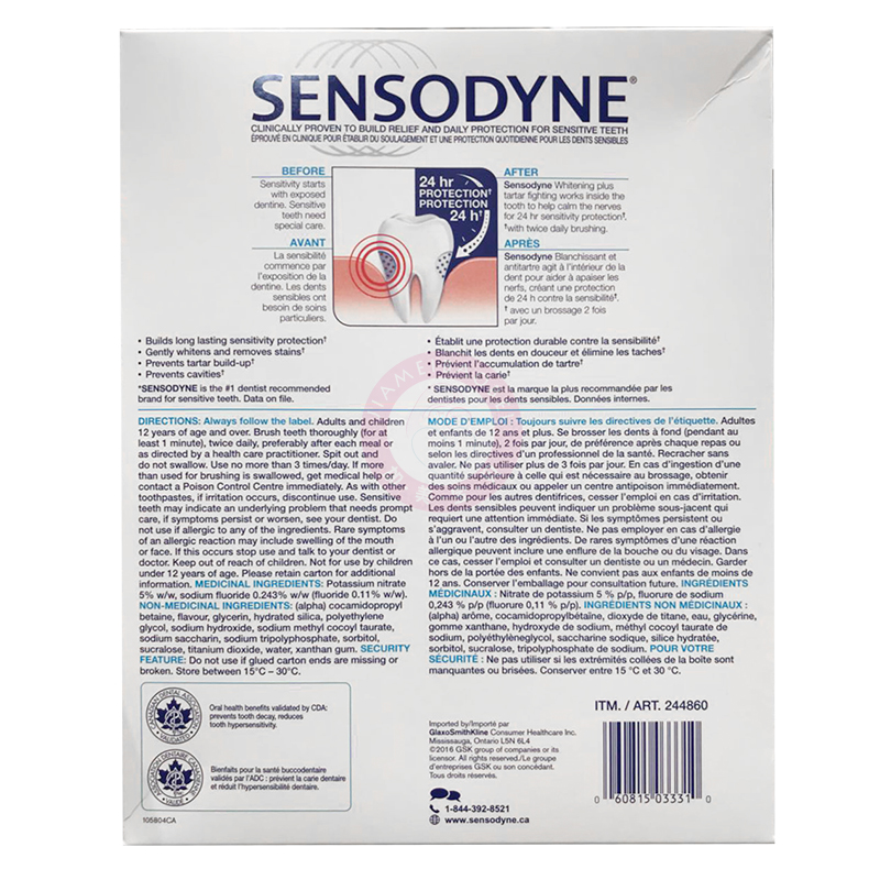 2件减10元加拿大直邮SENSODYNE 舒适达牙膏专业清洁牙齿4x145ml - 图2