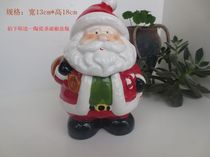 Foreign Trade Outlet Original single ceramic Santa Candy Jar Glazed for Christmas Christmas Gift Cookie Jar handpainted