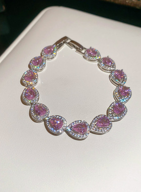 欧美奢华镶钻波浪锆石手链轻奢高级感手环时尚百搭手饰设计感小众