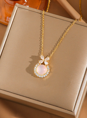 在逃公主白玉髓吊坠项链时尚精致高级感锁骨链小香风气质百搭饰品