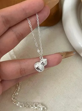 S925银韩版简约冷淡风项链女小众精致吊坠串珠日常时尚百搭锁骨链