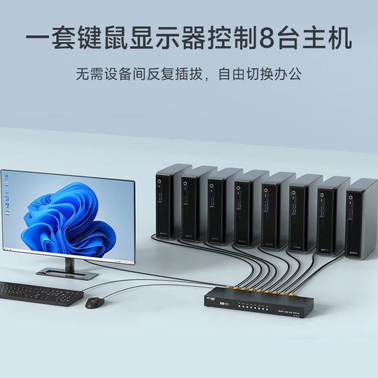 Maxtor VGAKVM switch has 8 inputs and 1 output