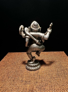 仿古藏传尼泊尔民族风手工敲打錾刻天铁托甲铁器藏佛象鼻财神摆件