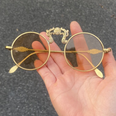 仿古民国双龙戏珠眼镜复古太阳镜圆形眼镜养目镜影视道具做旧眼镜