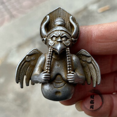 仿古西藏尼泊尔藏式天铁大鹏鸟挂件吊坠密宗铜佛古玩文玩配饰