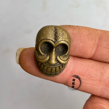 仿古藏式黄铜尸陀林阿呆骷髅头挂件项坠藏式文玩吊坠挂件配饰