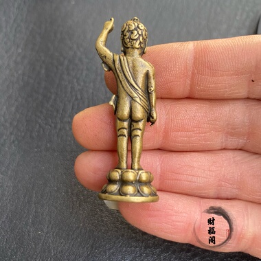 仿古黄铜释迦牟尼佛像摆件黄铜太子佛宝宝佛浴佛家居客厅摆件