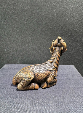 仿古实心黄铜瑞兽摆件文镇古代四大神兽龙龟解豸貔貅收藏桌面摆件