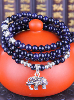 许愿蓝砂石水晶手链民族风百搭