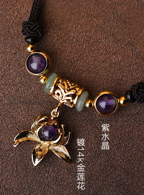 民族风女水晶镀金搭配脖子项链