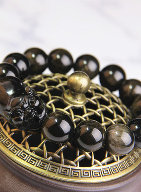 彩虹眼金曜石水晶手串女生肖猪