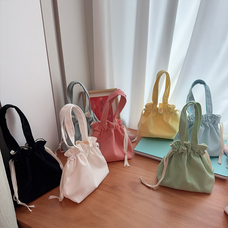 帆布袋手提马卡龙色日系清新手拎便当包小布袋简约妈咪包束口袋子,淘宝优惠券,粉丝福利购,淘宝优惠卷