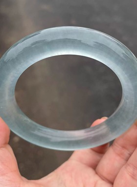 高冰冰透独龙玉胖圆条冰兰水手镯玉镯冰种蓝水玉石手镯石英玉镯子