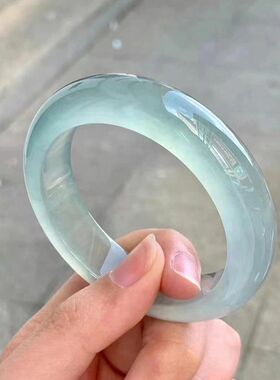 高冰水沫玉手镯冰种翡翠色冰晴底蓝水玉镯子女石英岩玉石手镯送礼