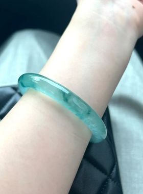 独龙玉手镯高冰飘花细圆条美人镯子玉手镯女款石英岩玉冰种手镯子