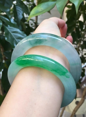 121-140号 天然缅甸翡翠处理手镯阳绿正圈圆条玉镯子女款玉石手镯