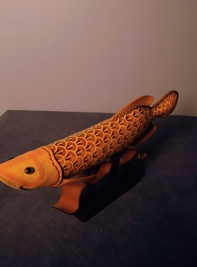 牧吉堂头层牛偶纯手工摆件金龙鱼