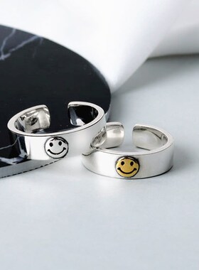 0811韩版ins复古笑脸戒指女小众