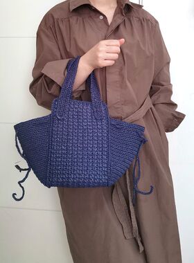 手工编织包吊床包拉菲草拼接女包
