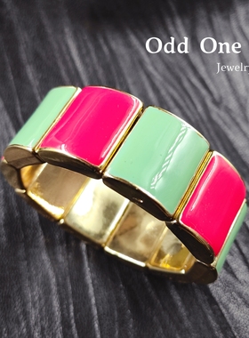 Odd One 千禧复古高饱和撞色亚克力个性弹力宽手镯