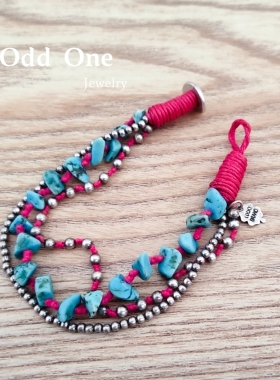 Odd One lucky撞色松石民族风串珠手工编织手链