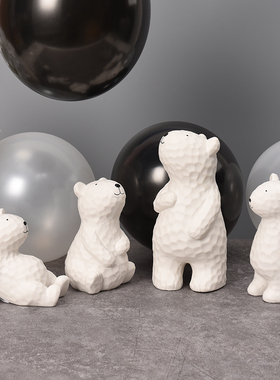 桌面陶瓷可爱小熊摆件