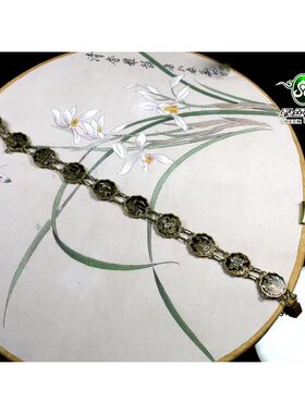 实物拍照mz3556 不还价日本回流老物收藏铁搓金风景手工手链