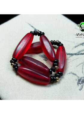 实物拍照wp978 不还价 实拍老件提色酒红老琉璃管珠手链