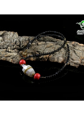 缠丝玛瑙挂坠珠项链不还价清