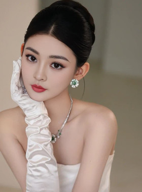 水舞D1211 轻奢微镶人工锆石新娘项链耳环套装超闪宴会礼服颈链
