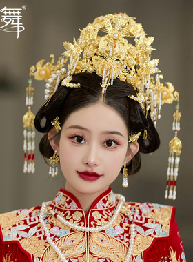 水舞U1882中式金色复古大气国风明制婚礼新娘奢华汉服凤冠头饰