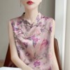 New Chinese style national style satin silk vest top as base layer