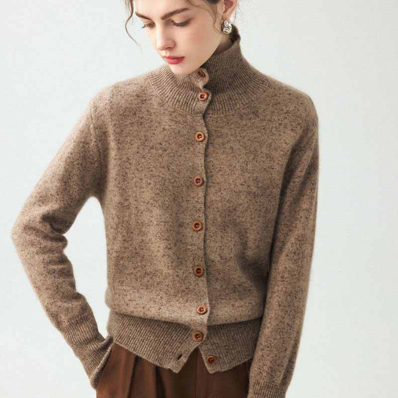 老钱风高领山羊绒开衫女高领花纱加厚针织外套毛衣宽松羊绒衫上衣,淘宝优惠券,粉丝福利购,淘宝优惠卷