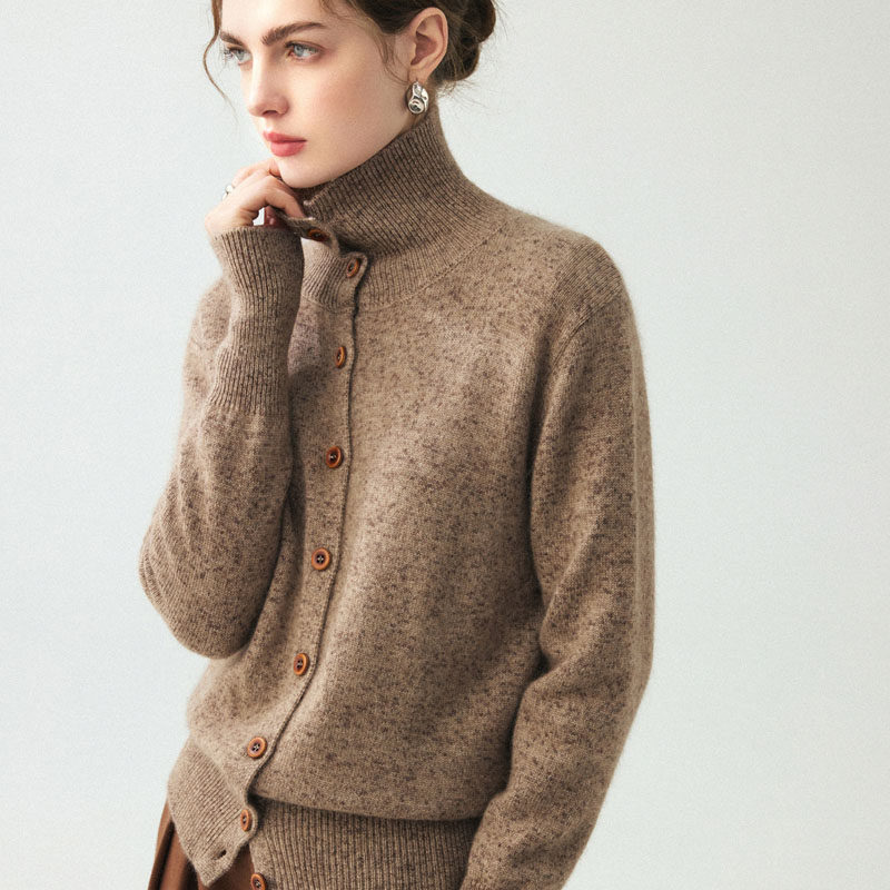 老钱风高领山羊绒开衫女高领花纱加厚针织外套毛衣宽松羊绒衫上衣,淘宝优惠券,粉丝福利购,淘宝优惠卷