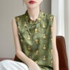 New Chinese style national style satin silk vest top as base layer
