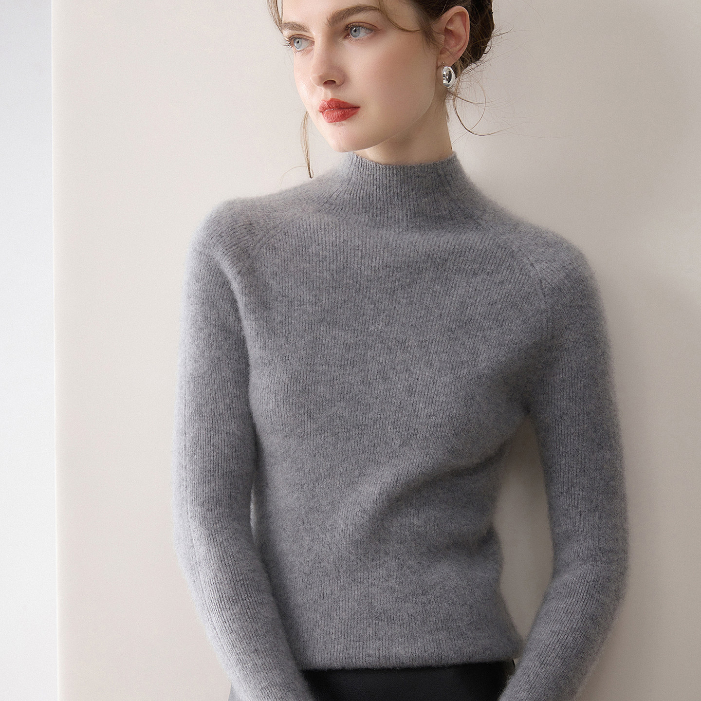 100%纯山羊绒衫女一线成衣半高领坑条针织毛衣修身无缝羊毛衫打底,淘宝优惠券,粉丝福利购,淘宝优惠卷