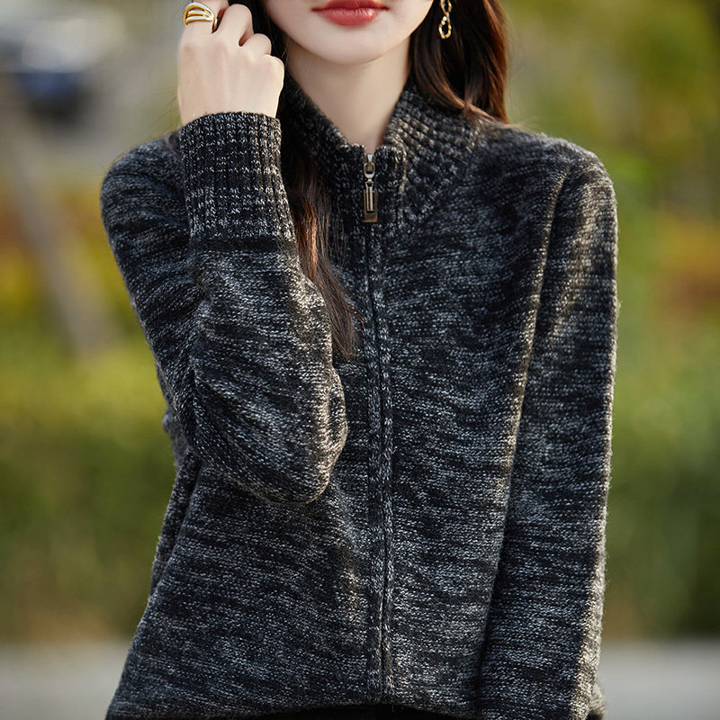 100%纯羊毛开衫女半高领拉链花纱拼色针织开衫宽松羊绒衫外套毛衣,淘宝优惠券,粉丝福利购,淘宝优惠卷