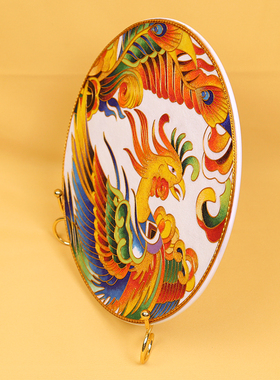 五彩凤凰瓷盘摆件掐丝珐琅彩新中式玄关客厅坐盘景泰蓝手工礼品