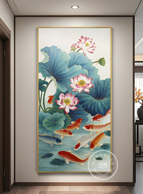 九鱼图掐丝珐琅彩装饰画